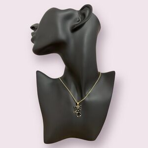 Black Kitty Cat | Anime Cat Lover Charm with Gold Stainless Steel Necklace